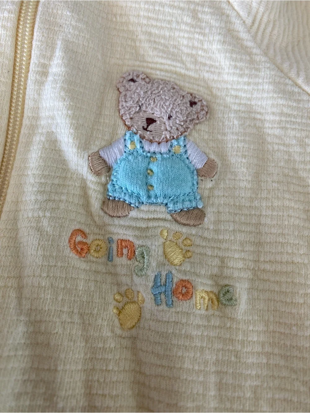 Vtg Carter’s ribbed Footed Zip Coverall One-Piece Bear Embroidered sleeper 3-6M
